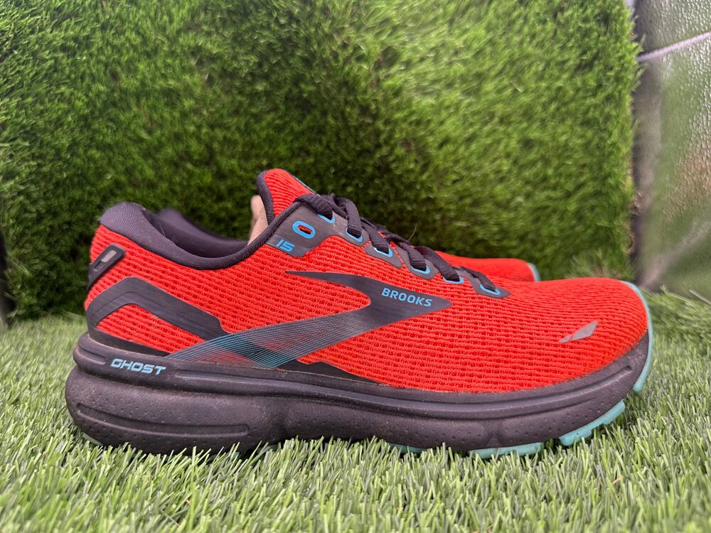 Brooks Ghost 15 1203801B617 Athletic Sneaker Womens 7B Red Mesh Cushioned Sports
